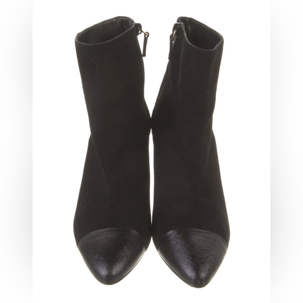 *EUC* Stuart Weitzman Black Suede Heeled Boots with leather toe